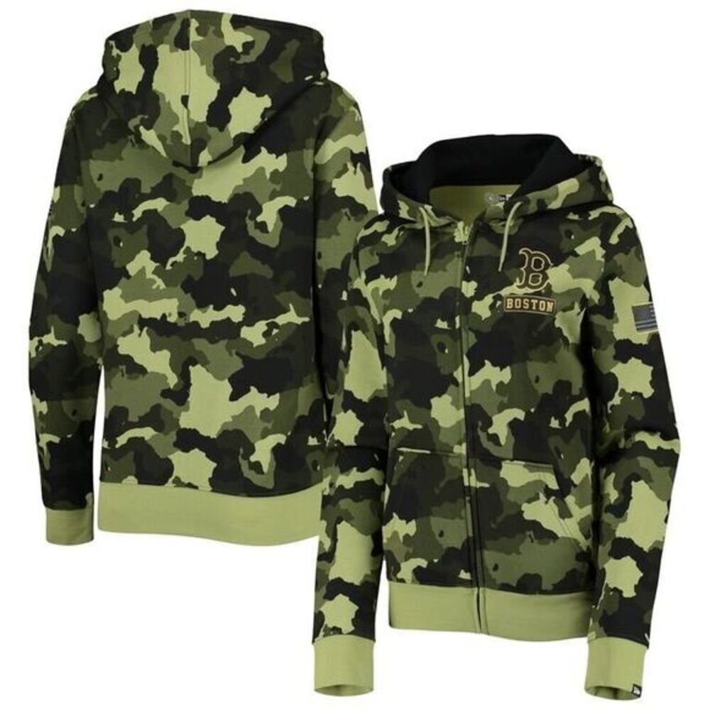Women's New Era Green Boston Red Sox 2022‎ MLB Armed Forces Day Camo Full-Zip Sm